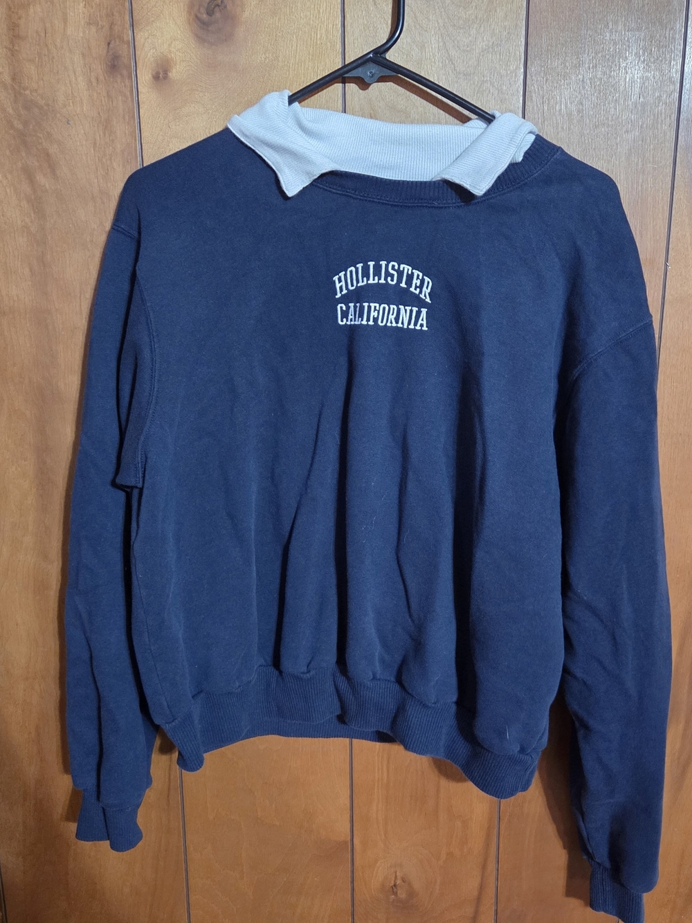 Hollister Collared Crewneck California Blue Nautical Sweater Size Small